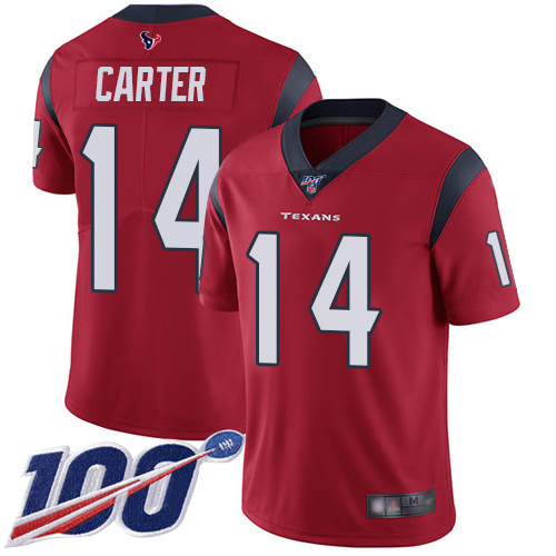 Houston Texans Limited Red Men DeAndre Carter Alternate Jersey NFL Football #14 100th Season Vapor Untouchable->youth nfl jersey->Youth Jersey